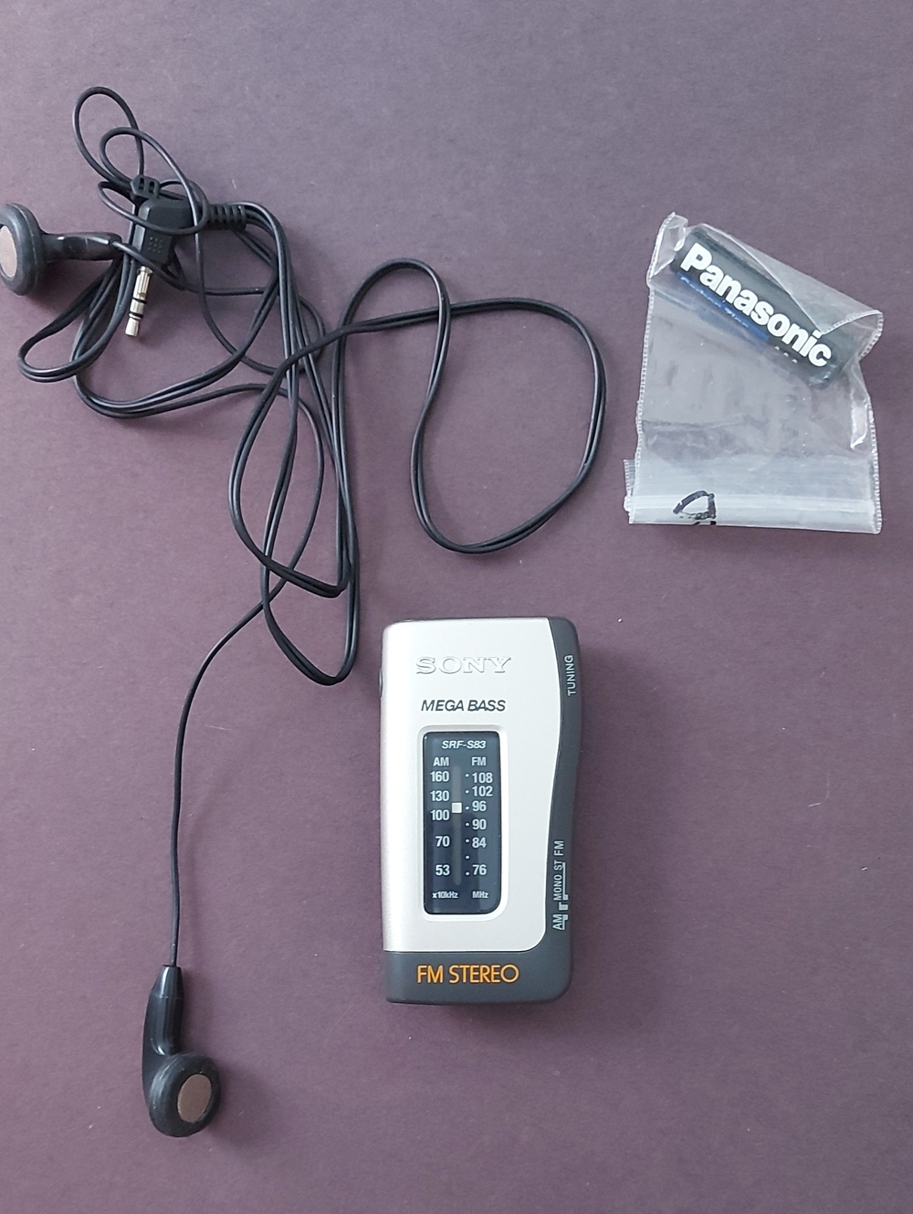Sony Mega Bass FM Stereo Pocket Radio - Silver and Black